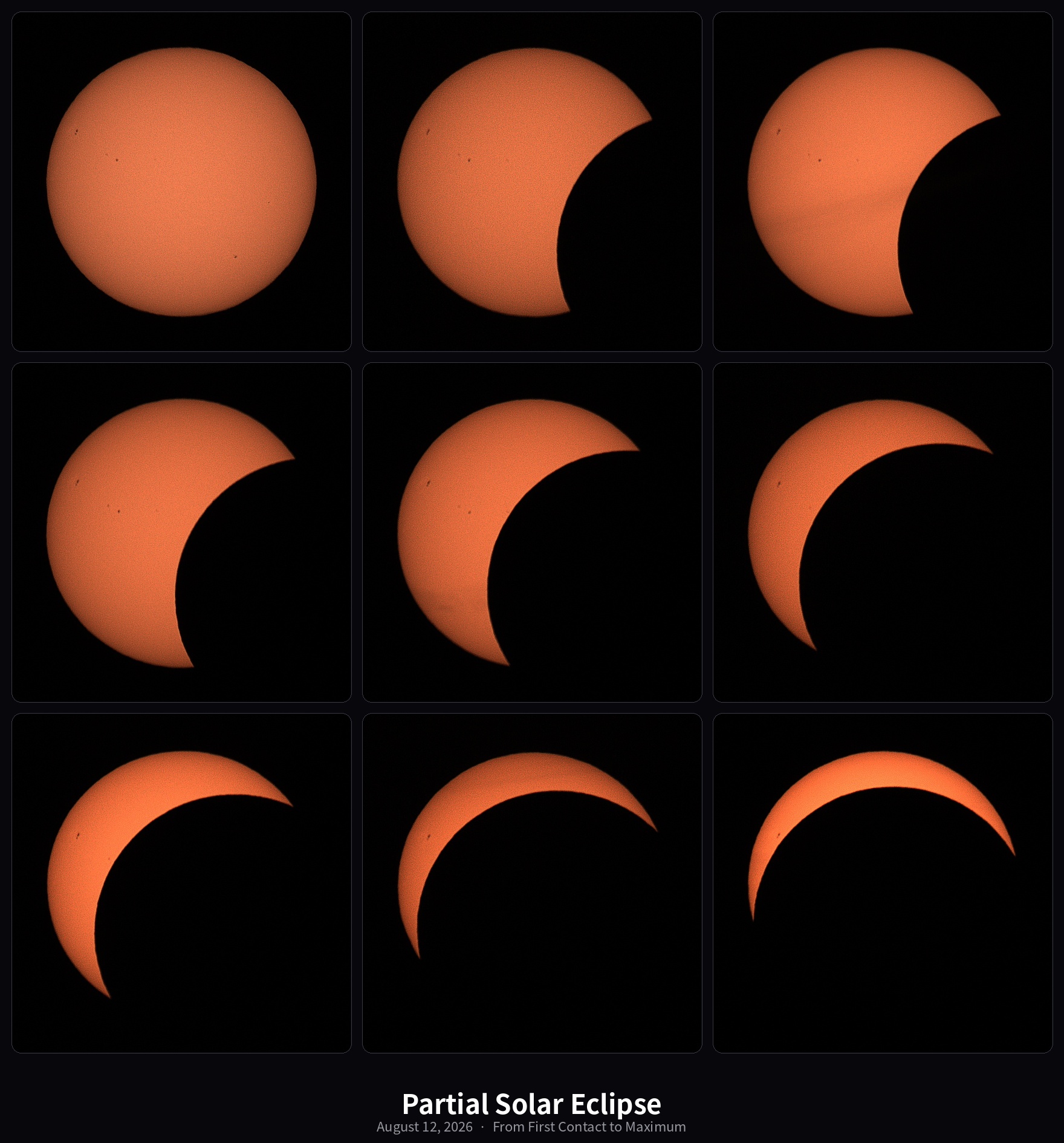 3x3 composite of the partial solar eclipse